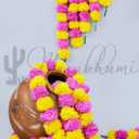Marubhumi 5 PC - 5 feet Artificial Marigold Flower Garland – Long Strands for Diwali, Wedding & Festive Decoration – Traditional Indian Home Decor