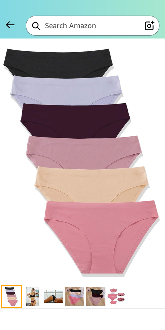 FINETOO 6 Pack Women’s Seamless Hipster Underwear No Show Panties Invisibles Briefs Soft Stretch Bikini Underwears S