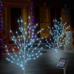 Birch Tree Lights for Christmas Decorations Outdoor,3FT 140LED Birch Tree with Indoor&Outdoor Christmas Gift Use,Artificial,8Modes,Solar Fairy Lights for Home/Wedding/Christmas (Cool White)
