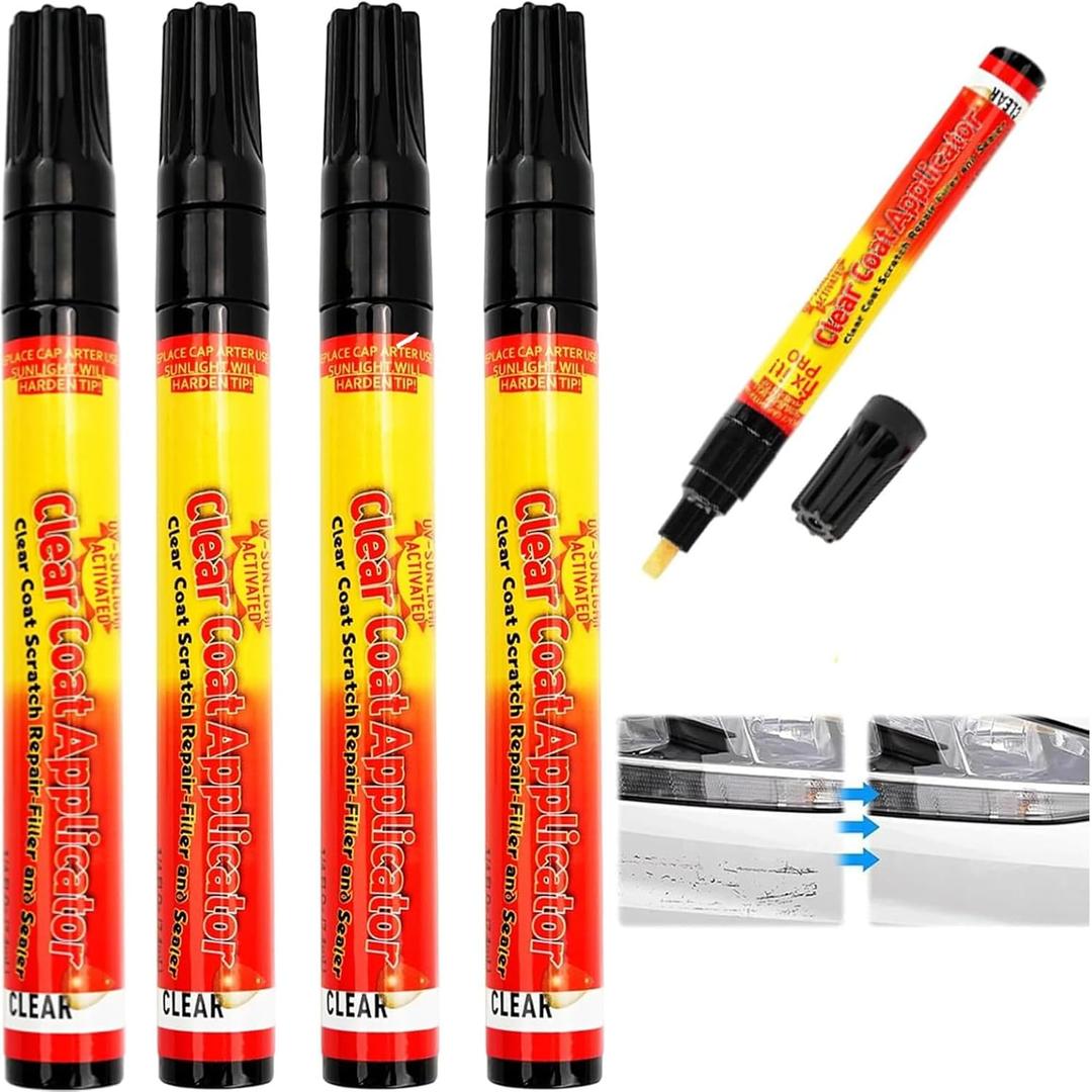 4PCS Vitanst Clearfix Scratch Remover - Magic Car Scratch Removal Pen, Effective Auto Paint Touch-Up Brush, Magic Car Scratch Removal Pen, for All Car Colors & Surfaces, Easy to Use