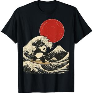 Panda Surfing Japanese T-Shirt Kids 12