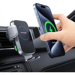 Wireless Car Charger, 15W Auto-Clamping Charger Mount, Air Vent Car Charging Holder for iPhone 15 14 13 12 11 Pro Max Plus Mini X Xr Xs, Samsung S23 S22 S21 S20 Note 20, Google, LG, etc (Black)