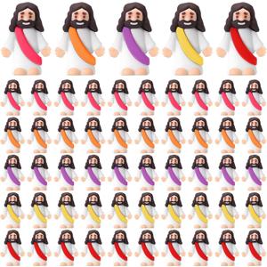 Sumind 50 Pcs Little Jesus Figures Original Design Miracle Mini Pocket Jesus to Hide and Seek Easter Egg Filling Religious Party Favors Sunday School Baptism Gifts(Colorful)