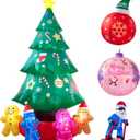 9ft Christmas Tree Decoration with Gingerbread Men Inflatable Outdoor Indoor Decor, Giant Blow Up Weatherproof Xmas Decorations for Yard, Built-in LED Rotating Light for Gardern Lawn Winter Holiday