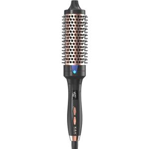 K&K 1 1/2 Inch Ceramic Tourmaline Ionic Heated Round Brush Curling Brush Creates Blowout Look -Creates Root Volume & Loose Curls Volume Curls Dual Voltage Hair Styling Tool (Black, 1.5 Inch)