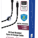 ZGEAR Metal Housing For USB C 10 Foot Braided Sync & Change Cable