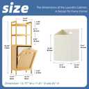 HITNET Tilt Out Laundry Hamper, Bamboo Laundry Basket with Foldable Bag and 3 Open Shelves, Freestanding Clothes Storage Organizer for Bedroom, Bathroom, Living Room, Natural, 11.81 inches x 15.75 inches x 46.85 inches
