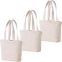 Mini Canvas Tote Bag Extra Small Gift Bag for DIY Heat Transfer & Personalized Design, Reusable Plain Cotton Bag for Party (12, Beige)