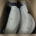 Sweetcrispy Ergonomic Office Chair Heavy Duty Task Desk Chair with Flip-up Arms, PU Leather, Adjustable Swivel Rolling Chair with Wheels, Beige