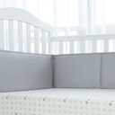 TILLYOU Cotton Collection Breathable Crib Bumper Pads for Standard Cribs Machine Washable Padded Crib Liner Set for Baby Boys Girls Safe Bumper Guards Crib Rail Padding, 4 Piece, Gray