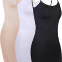 WILLBOND 3 Pieces Women's Basic Cami Long Tanks Dress Spaghetti Strap Slips for Under Dresses, Long Camisoles for Layering