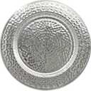 13-Inch Stainless Steel Hammered Charger Plates, Silver Dinner Plate Chargers Set of 6, Round Server Ware