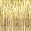 GOER 3.2 ft x 9.8 ft Metallic Tinsel Foil Fringe Curtains Party Photo Backdrop Party Streamers for Birthday,Graduation,New Year Eve Decorations Wedding Decor (1 Pack, Gold)