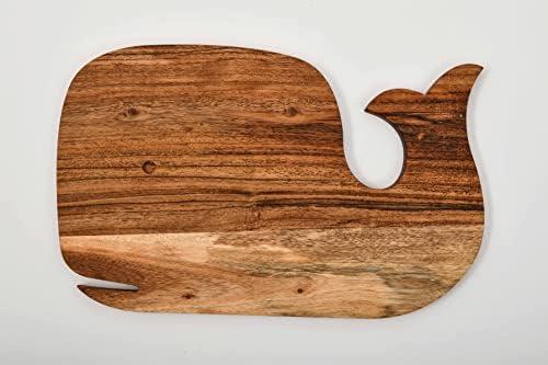 Affinity Decor Organic Acacia Aniaml Cutting Board for cheese kitchen Chopping Butcher Block Platter Wine Holder with Handles, Vegetables Fruit & Salad (Whale Board 14"L x 9"W)