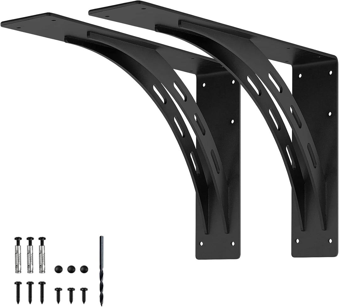 20 inch Heavy Duty Shelf Brackets , Max Load 1100 Lbs ,Premium Alloy Metal Mantel Brackets (Set of 2) Fireplace Mantel Brackets - Countertop Support Brackets (20 x 13.5 inch
