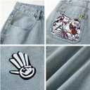 EMMIOL Women Boyfriends Hip Hop 90s Vintage Baggy Jeans Loose Denim Pants Mid-Low Waist Jeans (Large, Grey Blue-003)