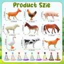 Colingmill 18 Pcs Farm Animal Birthday Party Decorations Mini Birthday Hat Animal Figure Model Cake Toppers with Mini Hat for Birthday Party, Animals Themed Party