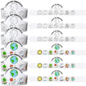 24 Sets 7 Days of Creation Craft for Kids Bible Crown Crafts DIY Coloring The Creation Story Hat for Religious Sunday School VBS Home Christian Preschool Classroom Activities