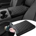 Thickened Center Console Armrest Cover with Hidden Pockets for 2015-2025 F150 Accessories, 2017-2025 F250 F350 F450, PU Leather Middle Console Protective Cover (Jump Seat Console Only)