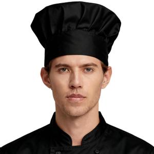 Chef Hat Elastic Adjustable Kitchen Baking Adult/Kids (Black)