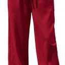 Womens Wide Leg Corduroy Pants Elastic Waisted Casual Sweatpants Adjustable Drawstring Warm Trousers with Pockets  2 Red