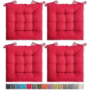 SQUARE MOON 4 Pack Chair Cushions, Seat Cushions, Chair Pads, Chair Mat for Indoor, Outdoor Dining Chair, Kitchen Chairs, Dining Room Chairs (16" 16" 4 Pack, Poinsettia)