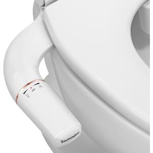 SAMODRA Ultra-Slim Bidet Attachment for Toilet - Dual Nozzle (Frontal & Rear Wash) Hygienic Bidets for Existing Toilets - Adjustable Water Pressure Fresh Water Toilet Bidet - Easy to Install (Rose Gold)