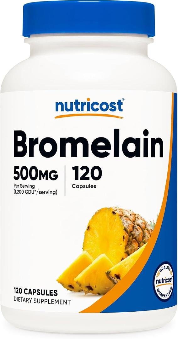 Nutricost Bromelain 500mg, 120 Vegetarian Capsules - Bromelain (1200 GDU), Non-GMO, Gluten Free, EXP: 03/29