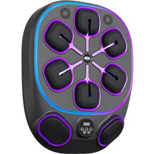 Music Boxing Machine for Adult: 6+2 Targets Music Punching Machine with Gloves Large Size Boxing Workout Target Equipment (black)