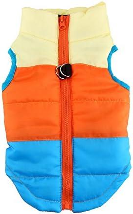 Idepet Pet Dog Cat Coat with Leash Anchor Color Patchwork Padded Puppy Vest Jacket Teddy Chihuahua Costumes Pug Cloth XS
