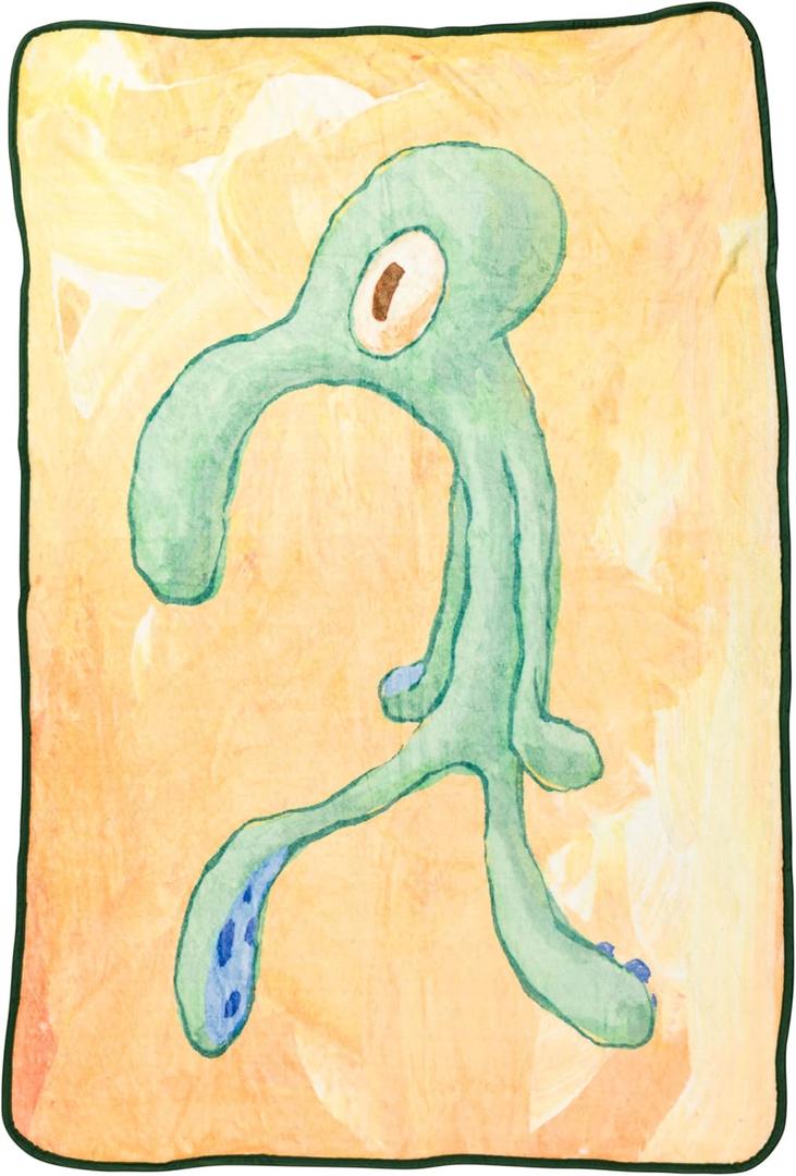 Silver Buffalo Spongebob Squarepants Squidward Artwork 45" x 60" Fleece Throw, Soft and Cozy Blanket, 180 GSM