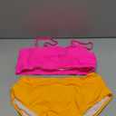 Pink Queen Women's Sexy 2 Piece Strapless Bikini Top High Waisted Cheeky High Cut Bathing Suit Swimsuit Pink Orange XL