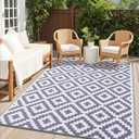 OLANLY Waterproof Outdoor Rug 8x10 ft, Reversible Plastic Straw Patio Rug for Camping, RV Mat Outside, Indoor Outdoor Carpet for Porch, Deck, Backyard, Camper, Balcony, Picnic, Grey & White (8' x 10')