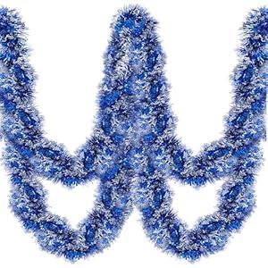 Ceenna 150 Feet Christmas Tinsel Garland Metallic Twist Garland Shiny Hanging String Ornaments for Christmas Tree Party Supplies Indoor and Outdoor Decoration(Blue Silver)