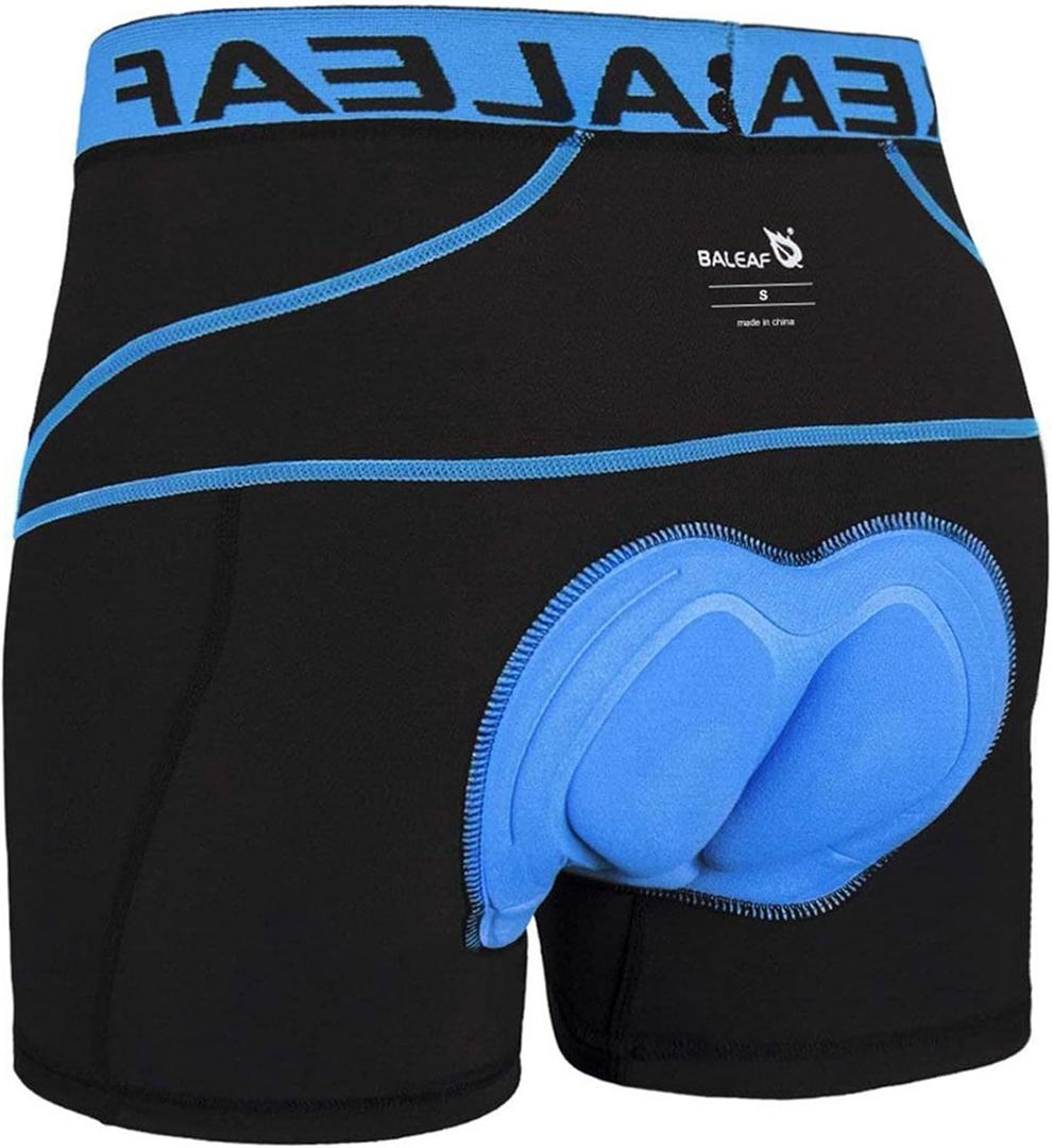 baleaf Men's 3D Padded Bike Shorts Cycling Underwear MTB Liner (Large, 01-blue)