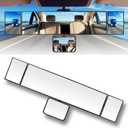 SkycropHD 15.2" Rear View Mirror with Baby Mirror, Clip on Wide Angle Car Interior Panoramic Rearview Mirror to Eliminate Blind Spots  Convex, White