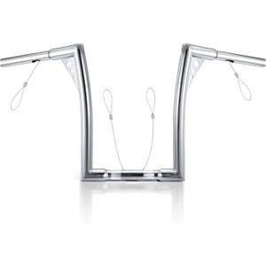 MoKitDora Sportster Dyna Softail Road King Road Glide Ape Hanger Handlebar 12” Rise 1-1/4” Fat 1" Clamp Apes Z Bars for Harley XL883 1200, Chrome