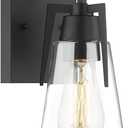 EAPUDUN Vintage Bathroom Lighting Fixtures Over Mirror, 1-Light Modern Vanity Lights Black Finish Industrial Wall Sconce with Clear Glass Shade, WLA1395-MBK