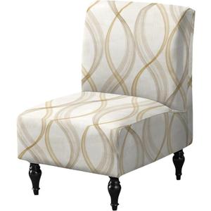 FUANGUI Armless Accent Chair Cover Slipcover, Stretch Spandex Chair Covers for Living Room Removable Washable for Armless Chair Furniture Protector (1Pc, A6)