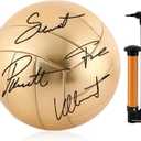 Hiboom Size 5 Gold Autograph Volleyball with Air Pump for Trophies Player Awards High School College Anniversary Coaching Gift Awards Championship Party