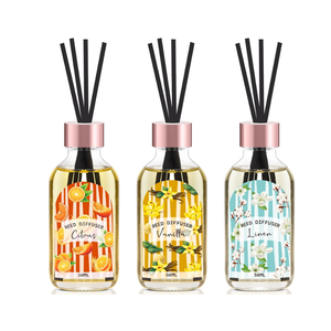 Reed Diffuser Set of 3 Pack, Linen Vanilla Citrus Scented Oil Diffuser with 15 Sticks, Reed Diffusers for Home, Bathroom Air Freshener, 1.7 Fl.oz Each, Total 5.1 Oz