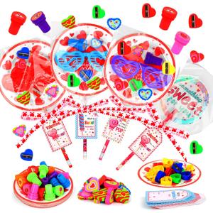 2 x Valentines Day Gifts for Kids, 24 Pack Stationery Toys Gift Classroom Prize with Valentines Day Cards Class Valentines Gifts for Classroom School Boys Girls Party Favors Exchange (Rose)