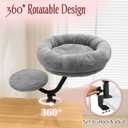 Cat Desk Bed, Desk Cat Bed Attachment for Indoor Cats, 360 Swivel Clamp-on Cats Perch with 40lbs Support, Sturdy Plush Resting Spot for Home Office,Gray