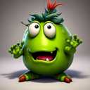 Cute Green Monster Resin Figurine Indoor Outdoor Garden Statue Whimsical Funny Desk Decor - Little Alien Creature with Red Flower/Sprout, Unique (Green)