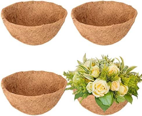 Legigo 4 Pack 18 Inch Hanging Basket Coco Liners Replacement, 100% Natural Round Coconut Coco Fiber Planter Basket Liners for Hanging Basket Flowers/Vegetables