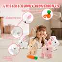 Realistic Bunny Toy - Interactive Plush Rabbit with Sounds and Movements Animated Walking Wiggle Ears Twitch Nose - Easter Gift for Kids (Brown)