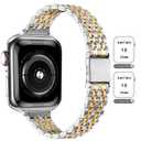 QUNDAXI Slim Metal Band Compatible with Apple Watch Band, Stainless Steel Watch Band Series 11 10 42mm 46mm Women Luxury Strap (Silver and Gold, Series 11/10)