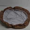 PRETYZOOM Elastic Band Round Table Cover Flannel Backed PVC Water-Proof Decorative Tablecloth for Dining Brown 30"