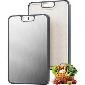 Stainless Steel Cutting Board for Kitchen, Titanium Metal Cutting Board, Dishwasher Safe Double Sided Chopping Board, Large Size 1611