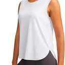 YYV Women's Workout Tank Tops Lightweight Sleeveless Workout Tops Loose Fit Yoga Athletic Running Shirts (White, S)